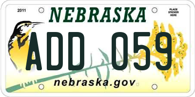 NE license plate ADD059