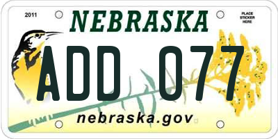 NE license plate ADD077