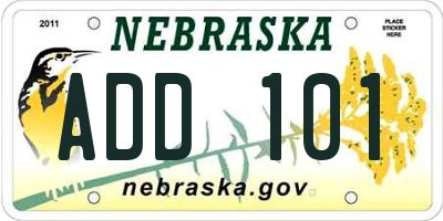 NE license plate ADD101
