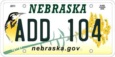 NE license plate ADD104