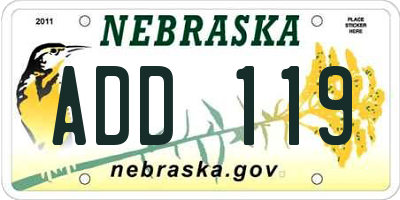 NE license plate ADD119