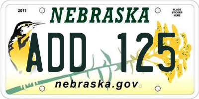 NE license plate ADD125