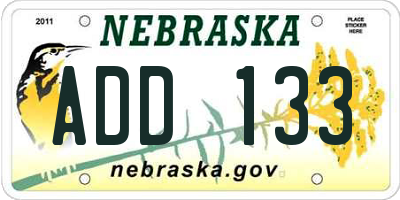NE license plate ADD133