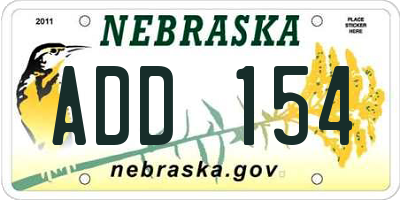 NE license plate ADD154