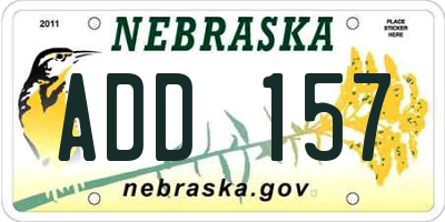 NE license plate ADD157