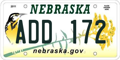 NE license plate ADD172