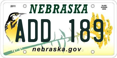 NE license plate ADD189