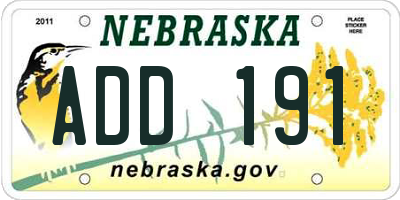 NE license plate ADD191