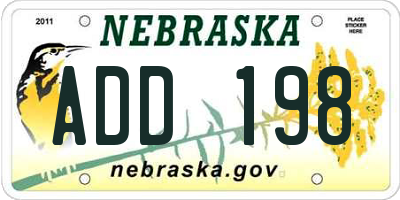 NE license plate ADD198