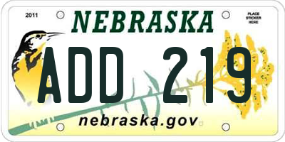 NE license plate ADD219