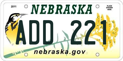 NE license plate ADD221