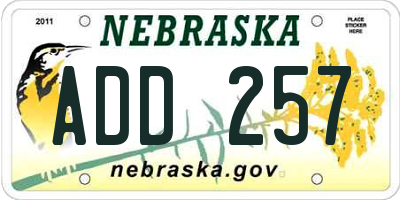 NE license plate ADD257