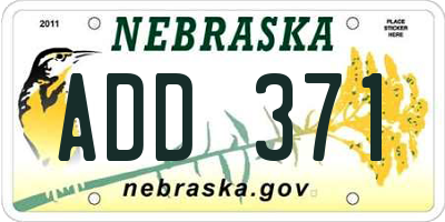 NE license plate ADD371