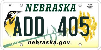 NE license plate ADD405