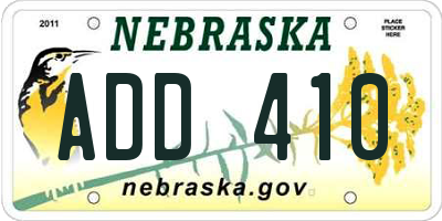 NE license plate ADD410