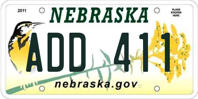 NE license plate ADD411