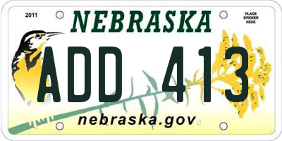 NE license plate ADD413