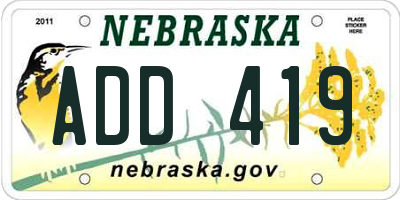 NE license plate ADD419