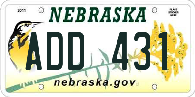 NE license plate ADD431