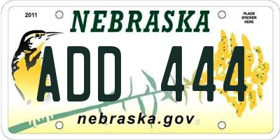 NE license plate ADD444