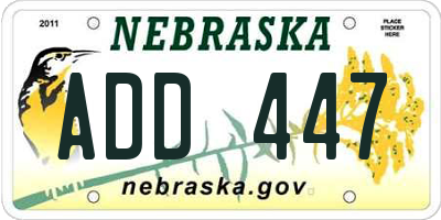 NE license plate ADD447