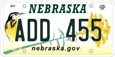 NE license plate ADD455