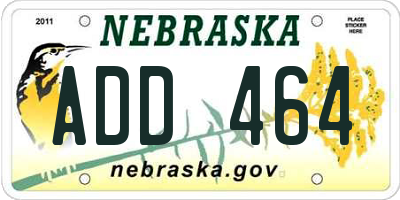 NE license plate ADD464