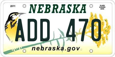 NE license plate ADD470