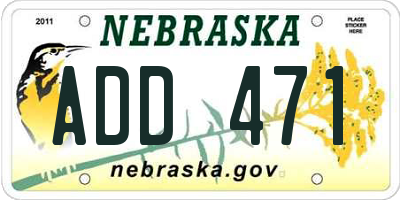 NE license plate ADD471