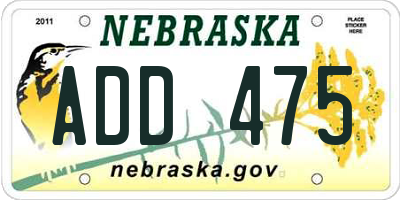 NE license plate ADD475