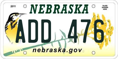 NE license plate ADD476