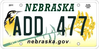 NE license plate ADD477