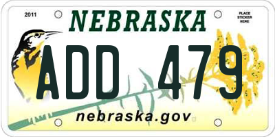 NE license plate ADD479