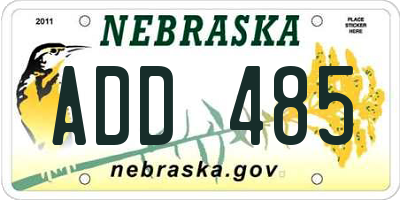 NE license plate ADD485