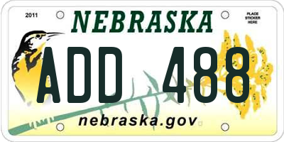 NE license plate ADD488