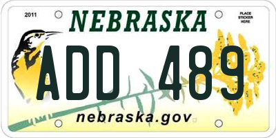 NE license plate ADD489