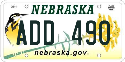 NE license plate ADD490