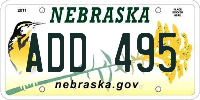 NE license plate ADD495
