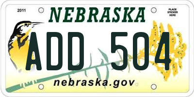 NE license plate ADD504