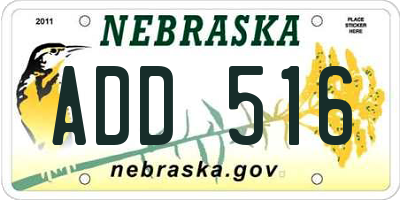 NE license plate ADD516