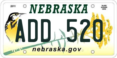 NE license plate ADD520