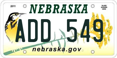 NE license plate ADD549