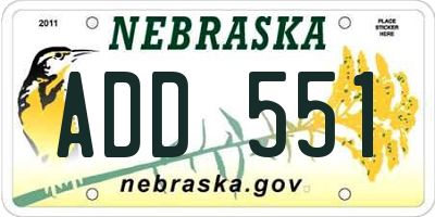 NE license plate ADD551