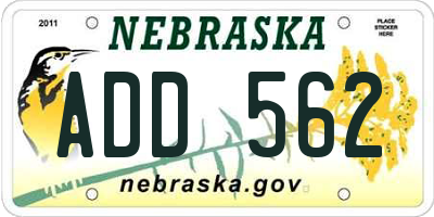 NE license plate ADD562