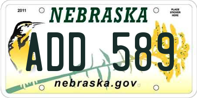 NE license plate ADD589