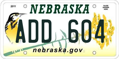 NE license plate ADD604