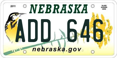 NE license plate ADD646