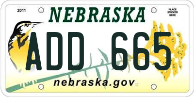 NE license plate ADD665