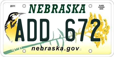 NE license plate ADD672