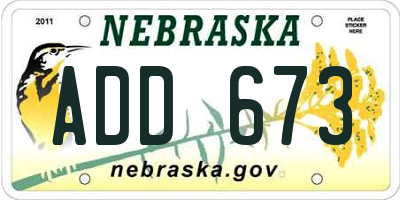 NE license plate ADD673